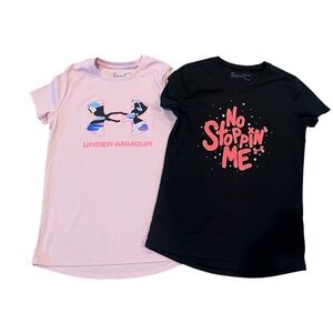Under Armour Pink and Black Graphic T-Shirts